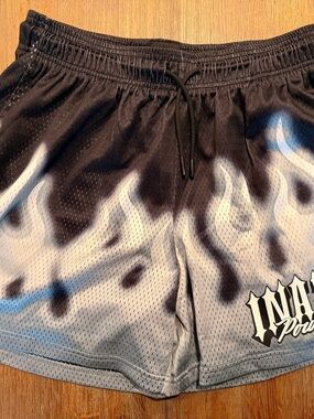 Inaka Power Shorts Black and Gray Flames